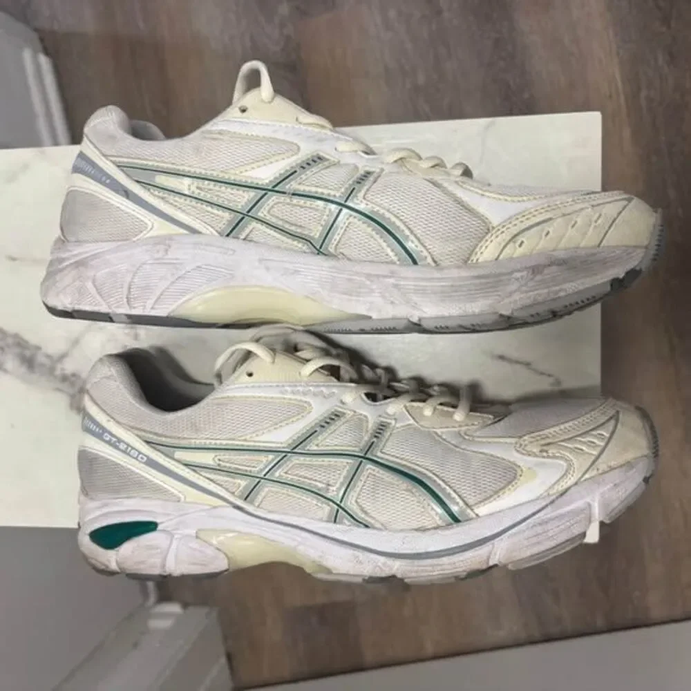 Asics GT-2160 White Cream Green Mesh Running Shoes Sneakers Mens Size 12
